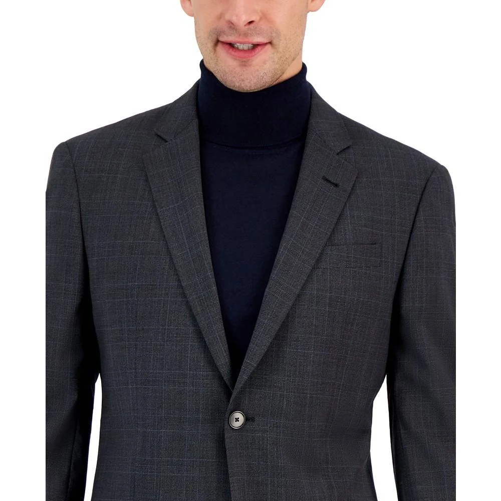 商品Armani Exchange|Men's Slim-Fit Charcoal Gray Windowpane Plaid Suit Jacket,价格¥1421,第3张图片详细描述