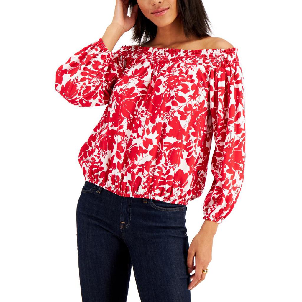 Tommy Hilfiger Womens Floral Off The Shoulder Pullover Top商品第1张图片规格展示