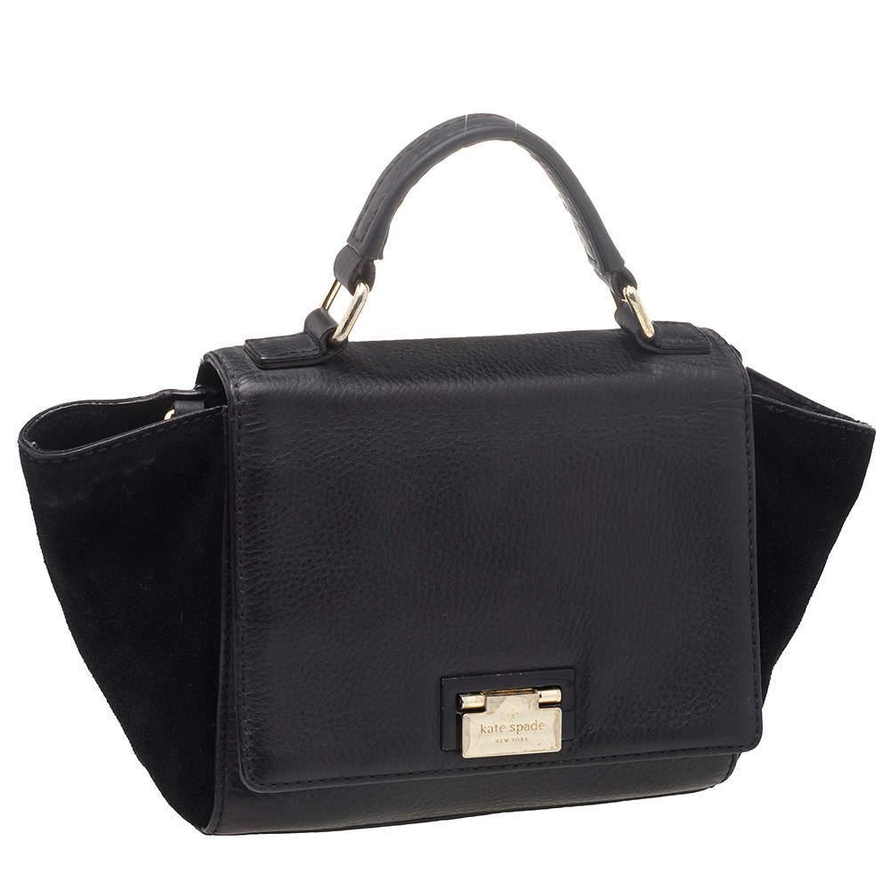 商品[二手商品] Kate Spade|Kate Spade Black Leather And Suede Magnolia Park Top Handle Bag,价格¥814,第5张图片详细描述