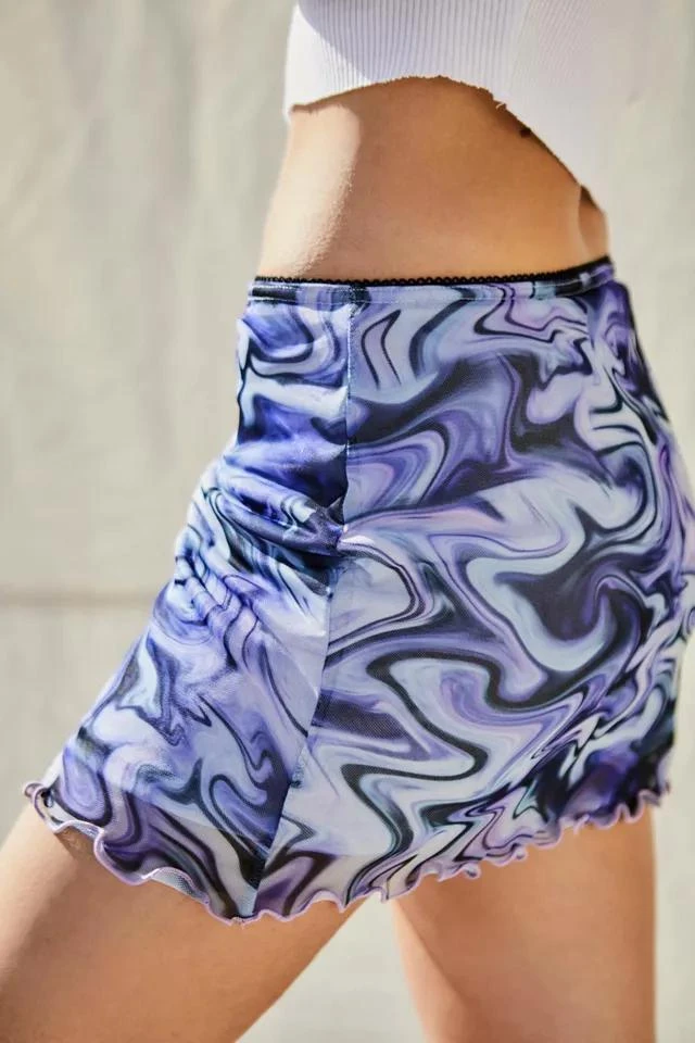 商品Urban Outfitters|UO Marble Print Micro Mesh Mini Skirt,价格¥260,第4张图片详细描述