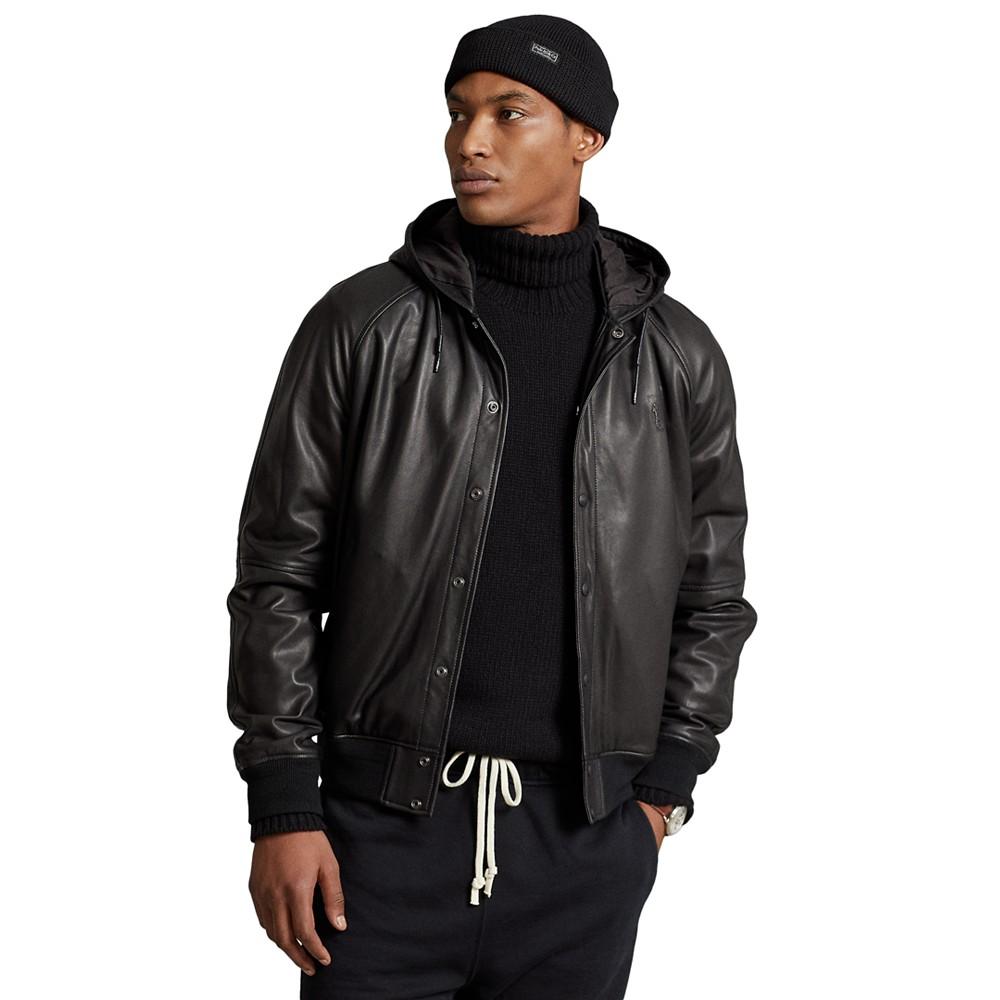 Men's Leather Hooded Jacket商品第1张图片规格展示
