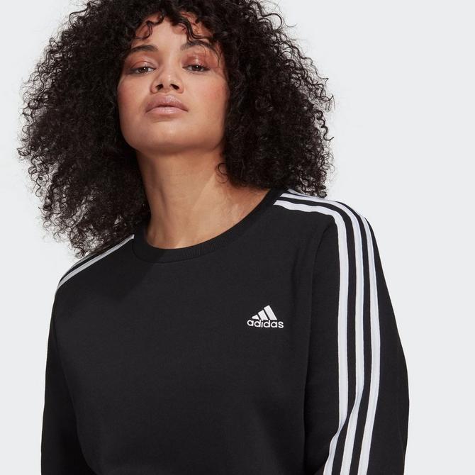 Women's adidas Essentials 3-Stripes Fleece Crewneck Sweatshirt (Plus Size)商品第4张图片规格展示