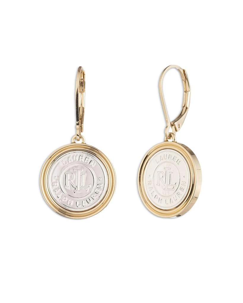 商品Ralph Lauren|Logo Coin Drop Earrings in Two Tone,价格¥142,第1张图片详细描述