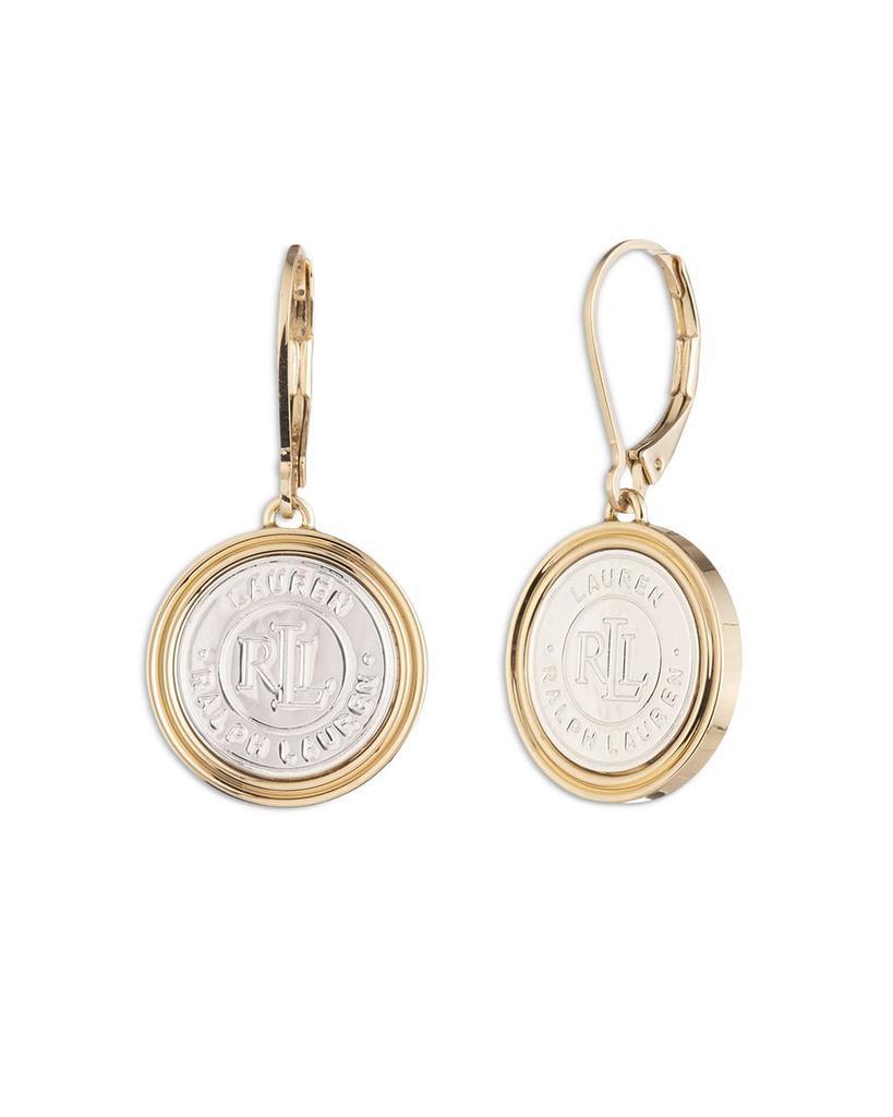 商品Ralph Lauren|Logo Coin Drop Earrings in Two Tone,价格¥140,第1张图片