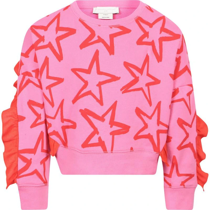 商品Stella McCartney|Stars all over ruffled detailing organic sweatshirt in pink,价格¥747,第1张图片