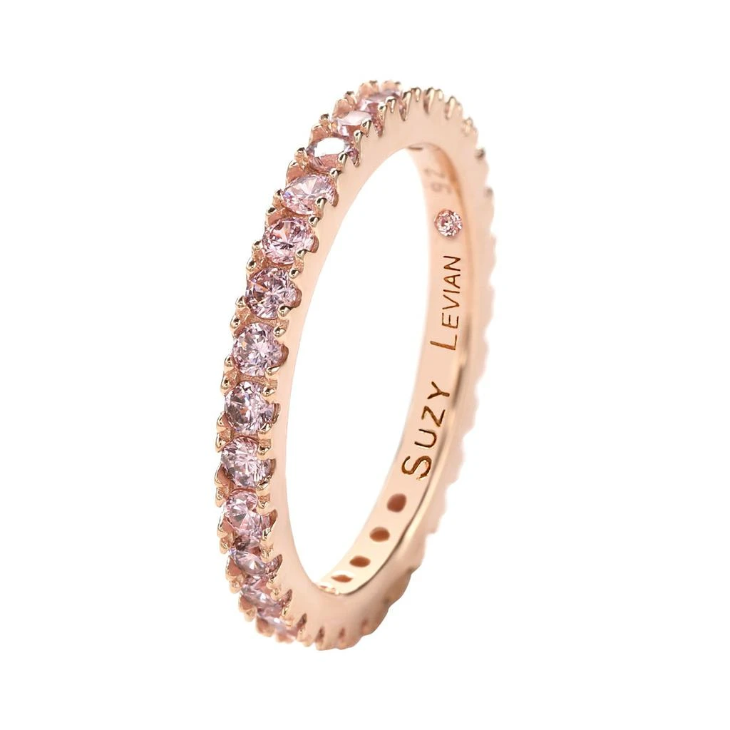 商品Suzy Levian|Rose Sterling Silver Thin Pink Cubic Zirconia Eternity Band,价格¥922,第1张图片