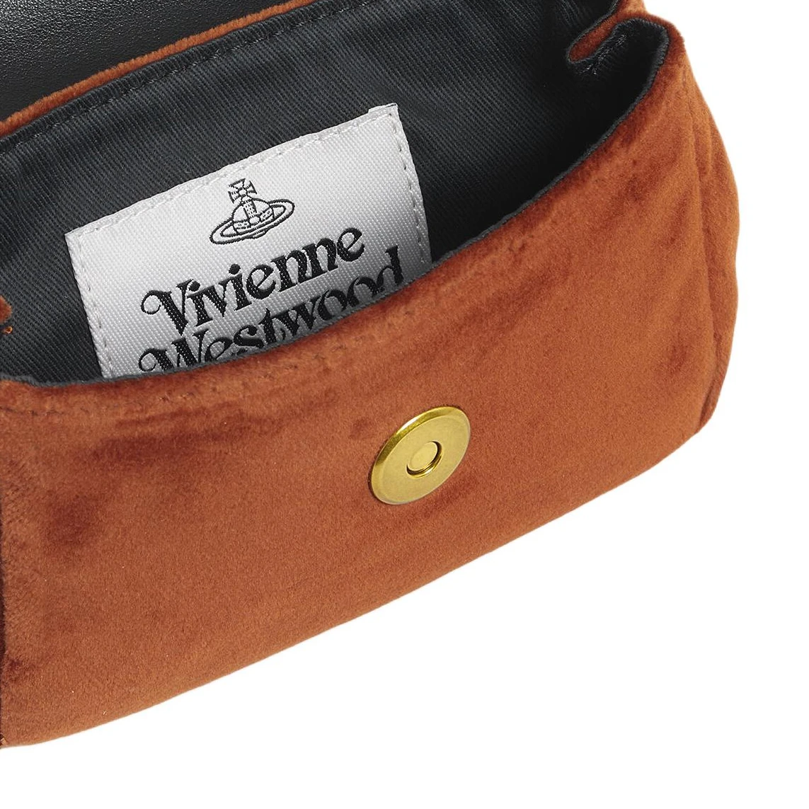 商品[国内直发] Vivienne Westwood|西太后 经典黄铜链古金色球形铭牌 纯棉 单肩手提包钱包 小号 女款 焦橙色,价格¥2759,第5张图片详细描述