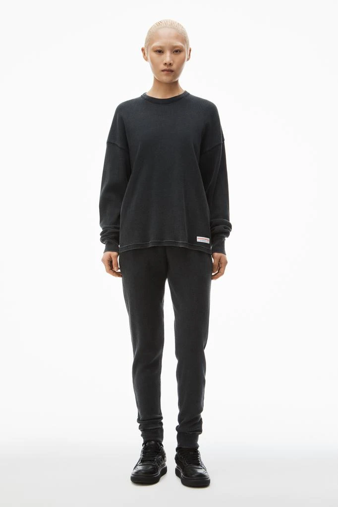 long-sleeve tee in waffle-knit cotton stretch 商品
