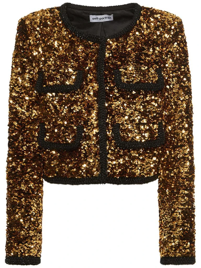 商品Self Portrait|Sequined Cropped Jacket,价格¥3130,第1张图片