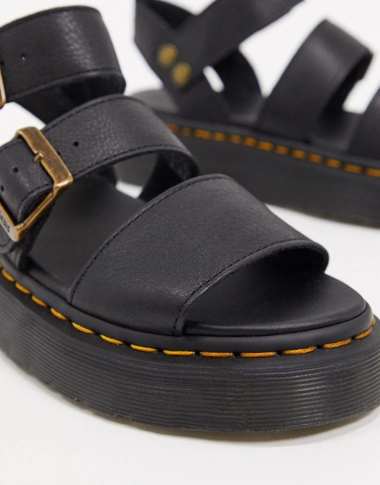 商品Dr. Martens|Dr Martens Gryphon Quad leather chunky sandals with gold hardware in black,价格¥1066,第3张图片详细描述