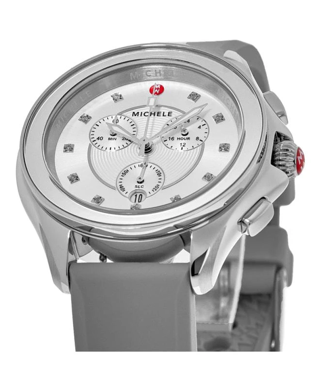 商品Michele|Michele White Silver Dial Silicone Strap Women's Watch MWW27E000004,价格¥2841,第3张图片详细描述