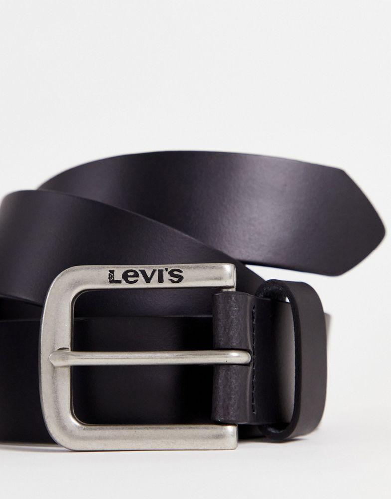Levi's seine leather belt in black with logo商品第3张图片规格展示