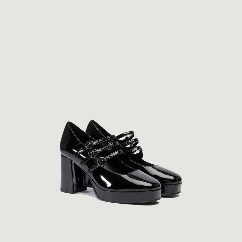 Pigalle patent leather platform slippers Noir Carel商品第1张图片规格展示