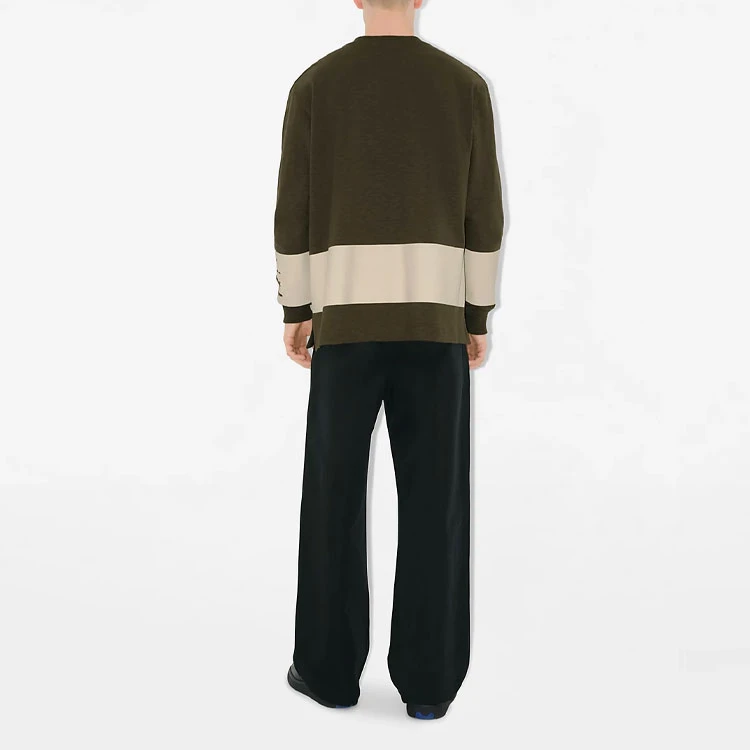 商品[国内直发] Burberry|博柏利 SS24 马术骑士徽标条纹圆领宽松长袖针织衫 男款 湖泊色,价格¥3565,第4张图片详细描述