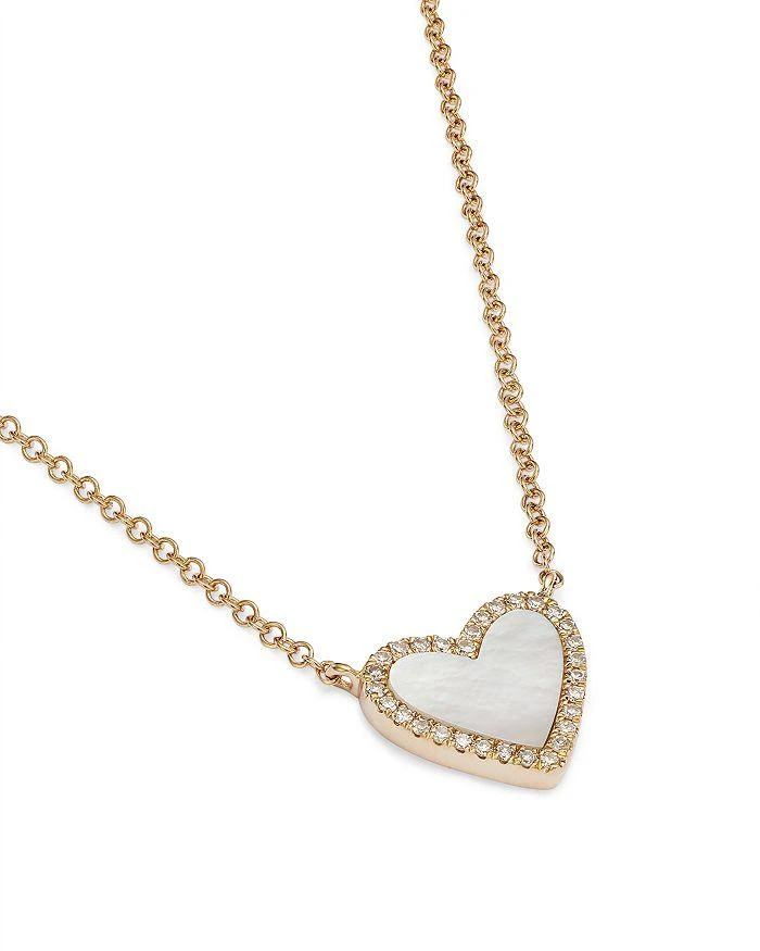 商品Moon & Meadow|14K Yellow Gold Kate Mother of Pearl & Diamond Heart Pendant Necklace, 18",价格¥4590,第3张图片详细描述