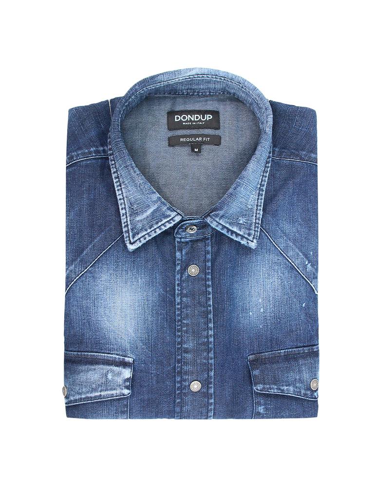 Dondup Shirts Blue商品第1张图片规格展示