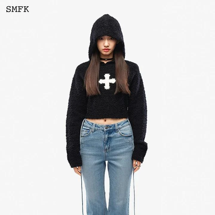 商品SMFK|SMFK WOMEN COMPASS WOOL KNIT SHORT HOODIE,价格¥1800,第1张图片