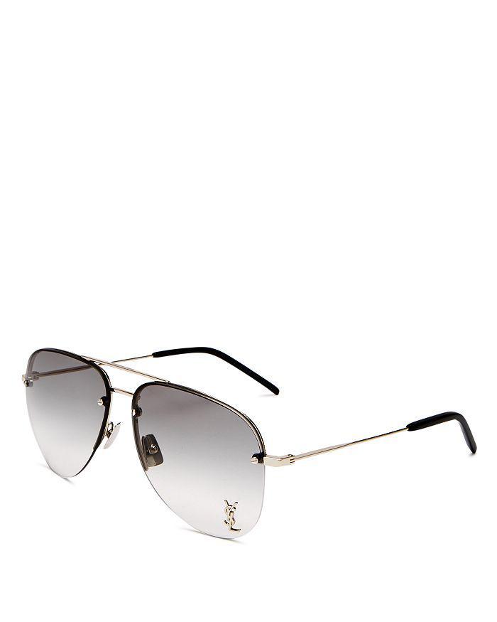 商品Yves Saint Laurent|Unisex Brow Bar Aviator Sunglasses, 59mm,价格¥3366,第3张图片详细描述