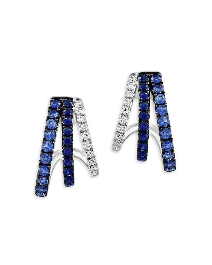 商品Bloomingdale's|Sapphire & Diamond Graduated J Hoop Earrings in 14K White Gold,价格¥5681,第1张图片