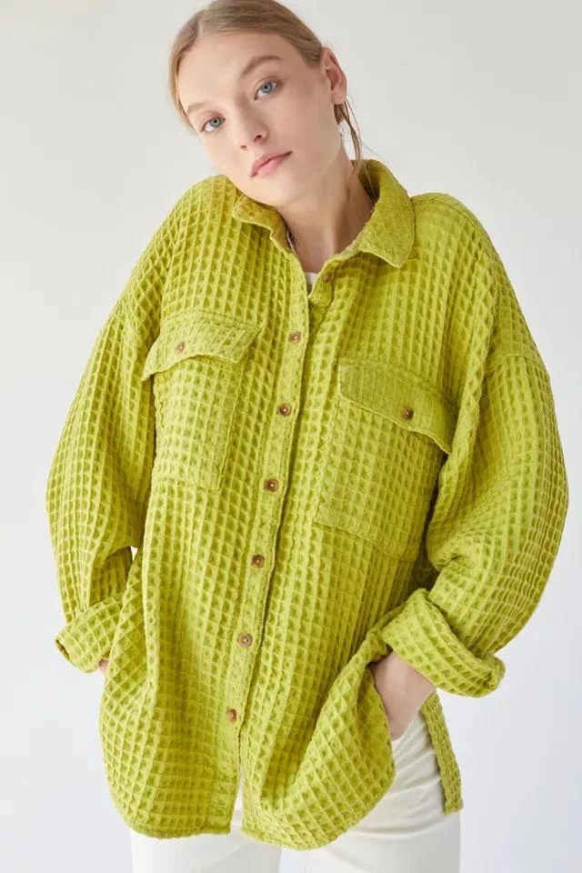 商品BDG|BDG Stanley Waffle Button-Down Shirt,价格¥378,第5张图片详细描述