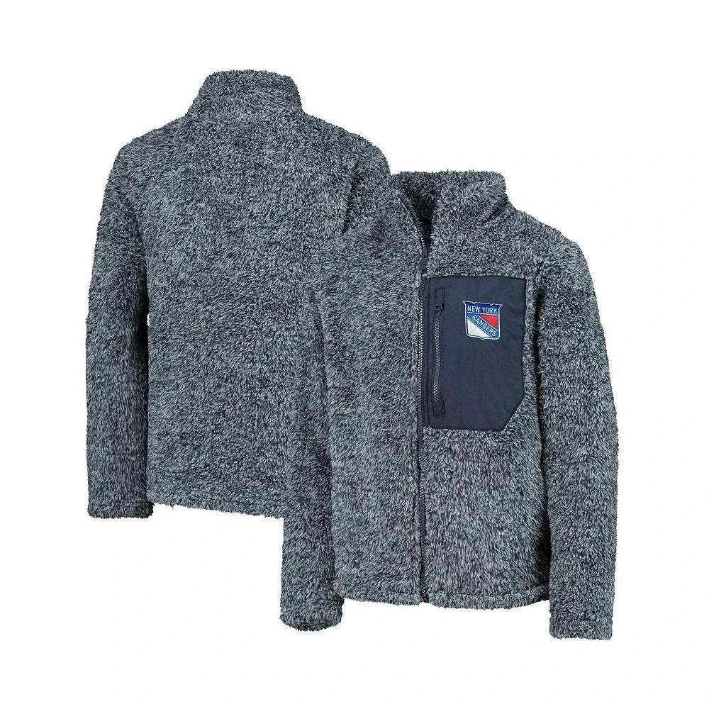 商品Outerstuff|Girls Youth Navy New York Rangers Fan Gear Sherpa Full-Zip Jacket,价格¥423,第1张图片