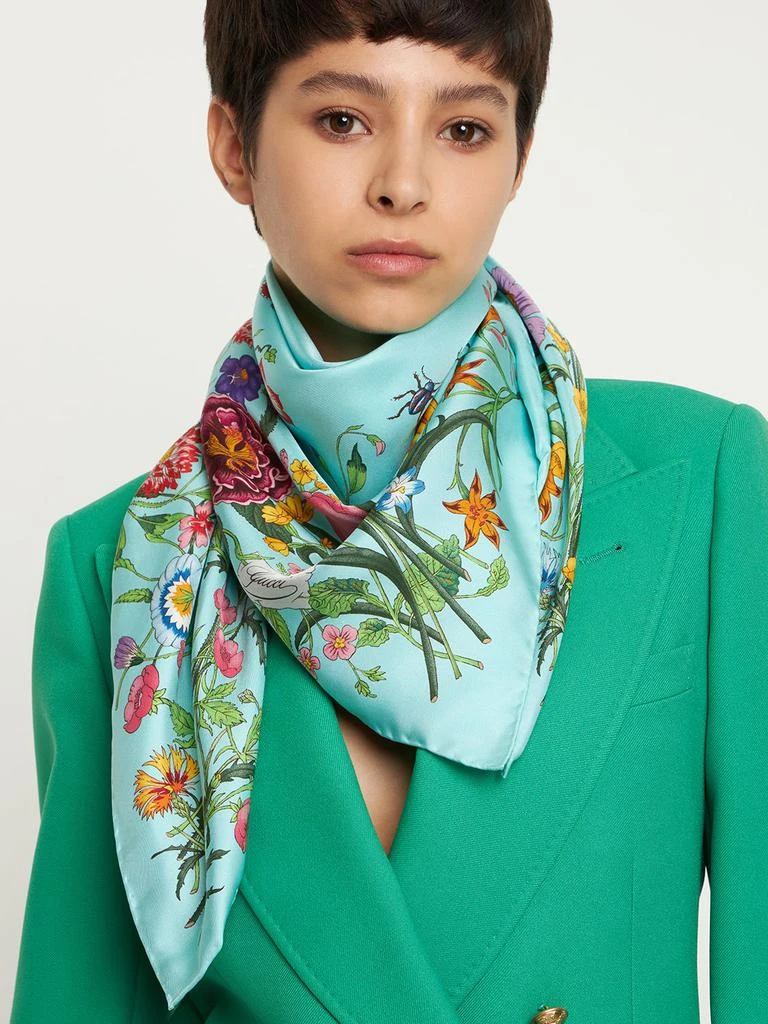 商品Gucci|Flora Printed Silk Scarf,价格¥3716,第1张图片