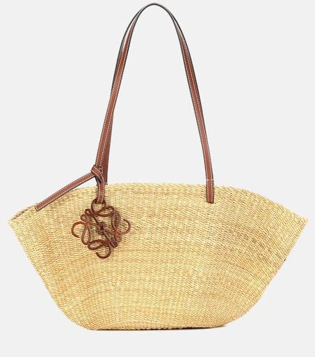 商品Loewe|Shell Small leather-trimmed basket bag,价格¥4918,第1张图片