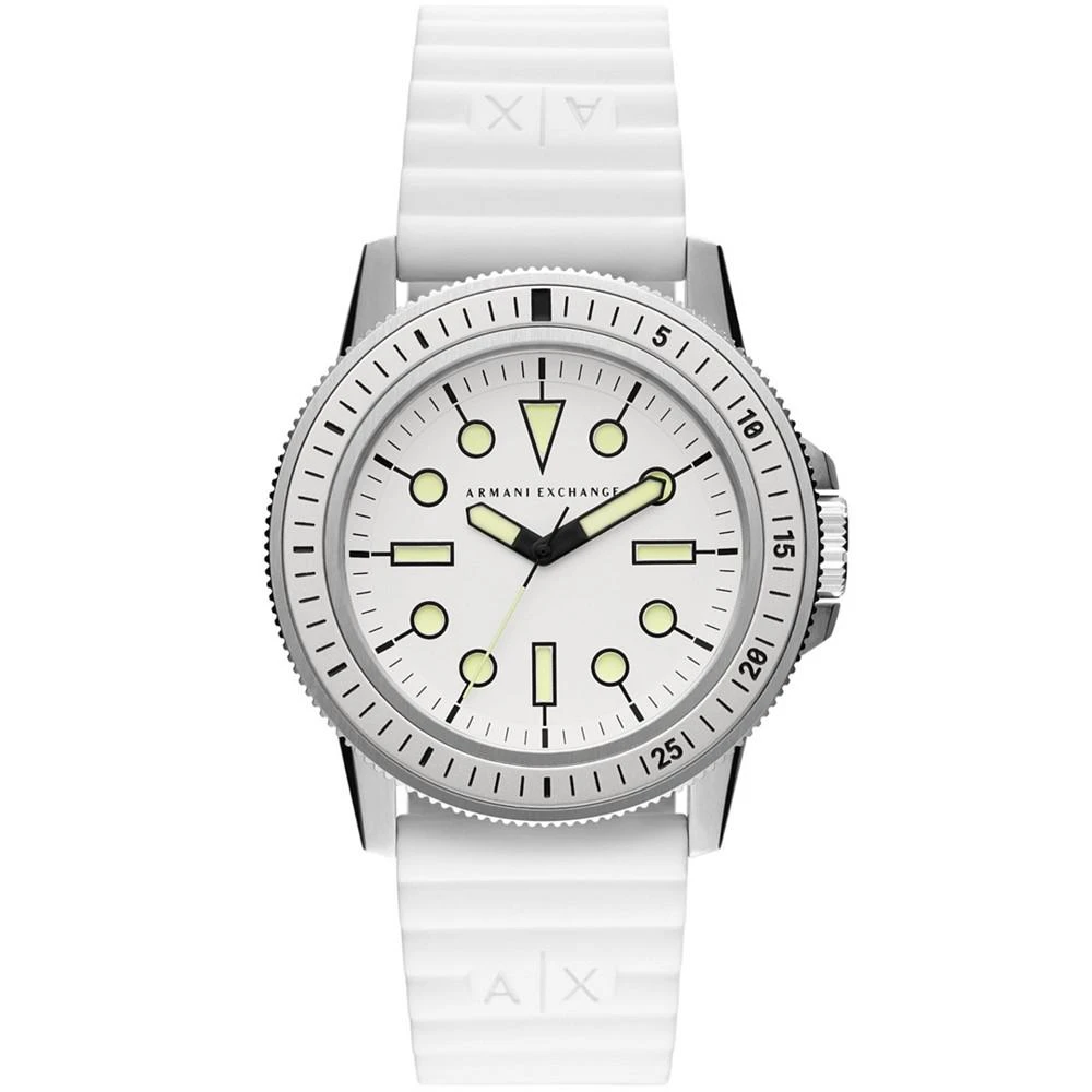 商品Armani Exchange|Men's Three-Hand White Silicone Strap Watch 42mm,价格¥843,第1张图片