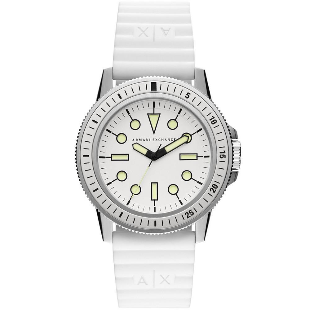 商品Armani Exchange|Men's Three-Hand White Silicone Strap Watch 42mm,价格¥846,第1张图片