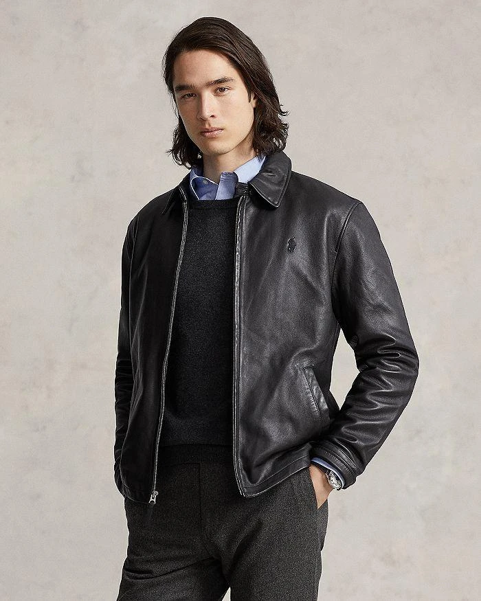商品Ralph Lauren|Maxwell Lambskin Leather Zip Jacket,价格¥5291,第3张图片详细描述