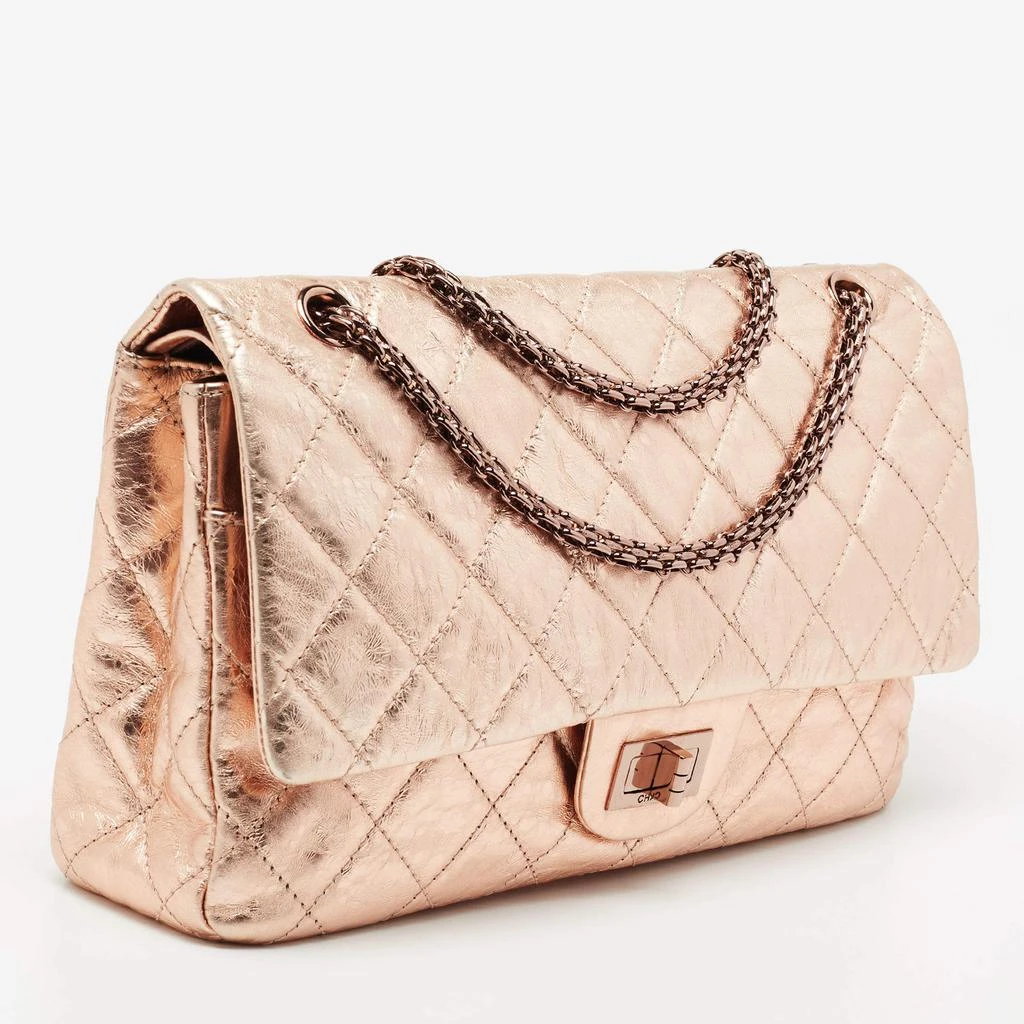 商品[二手商品] Chanel|Chanel Metallic Rose Gold Crinkled Quilted Leather Reissue 2.55 Classic 227 Jumbo Flap Bag,价格¥25789,第3张图片详细描述