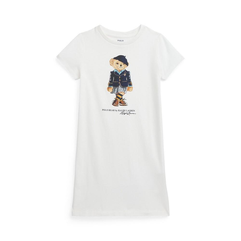 Little Girls and Toddler Girls Short Sleeves Polo Bear T-shirt Dress商品第1张图片规格展示