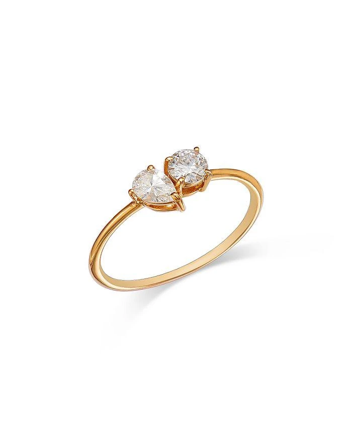 商品Moon & Meadow|14K Yellow Gold Lab Grown Diamond Pear & Round Duet Ring,价格¥5899,第1张图片详细描述