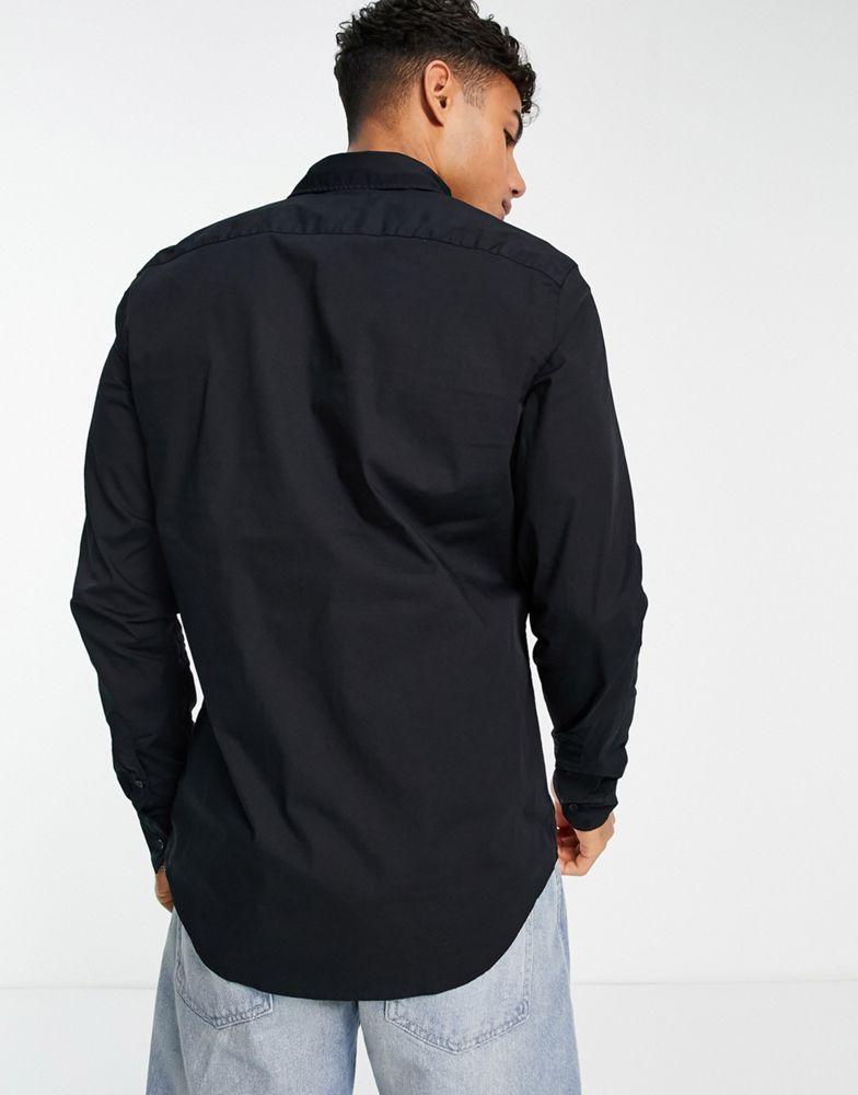 Calvin Klein slim fit stretch poplin shirt in black商品第2张图片规格展示