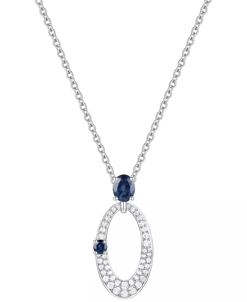 商品Macy's|Sapphire (1/2 ct. t.w.) & Diamond (1/3 ct. t.w.) Oval 18" Pendant Necklace in 14k White Gold (Also Available in Ruby),价格¥5935,第1张图片