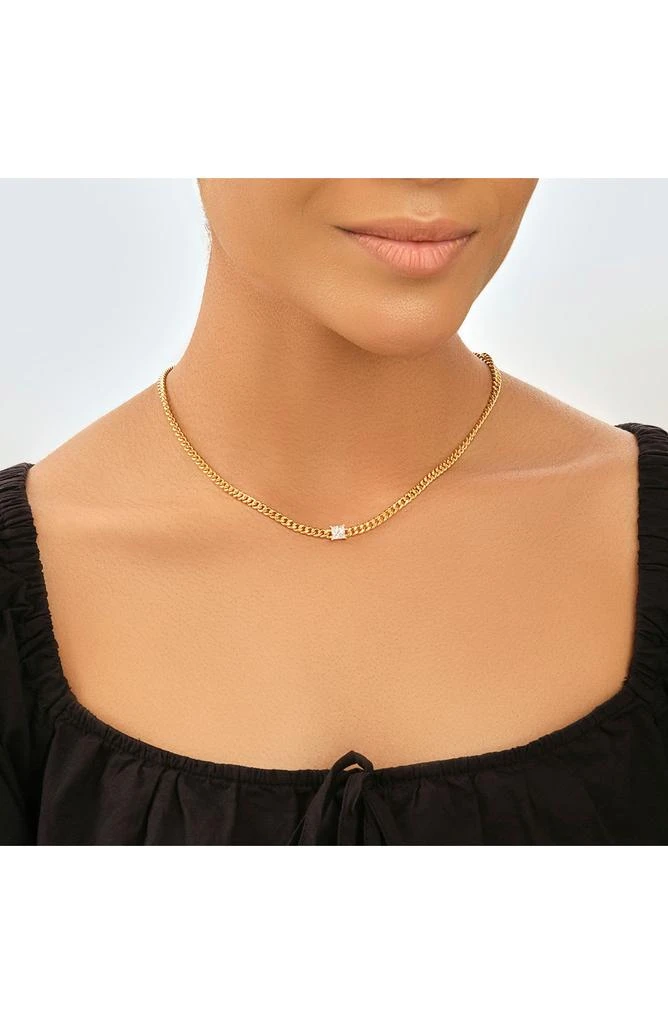 商品Sterling Forever|14k Gold Plated Cubic Zirconia Curb Chain Necklace,价格¥150,第3张图片详细描述