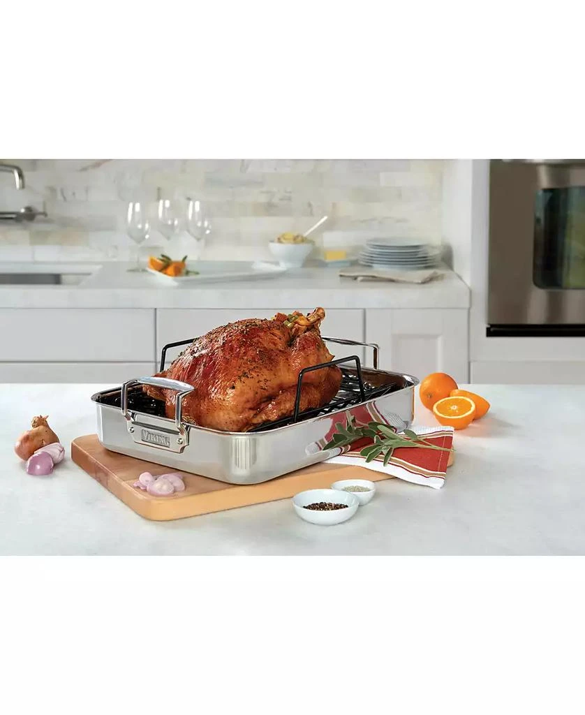 商品Viking|3-Ply Stainless Steel Roasting Pan with Nonstick Rack,价格¥1390,第2张图片详细描述