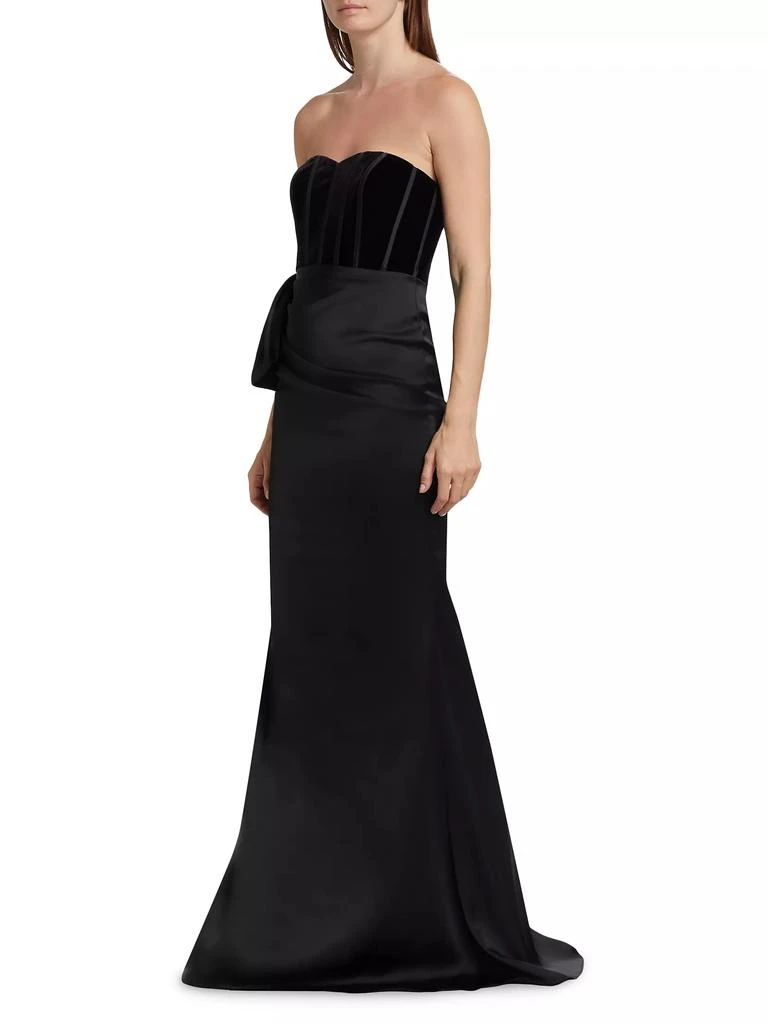 商品Badgley Mischka|Satin &amp; Velvet Strapless Gown,价格¥6111,第4张图片详细描述