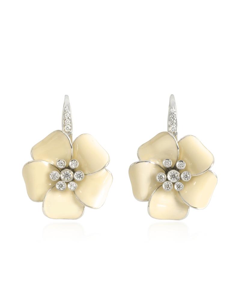 Sterling Silver and White Enamel Marigold Earrings商品第1张图片规格展示