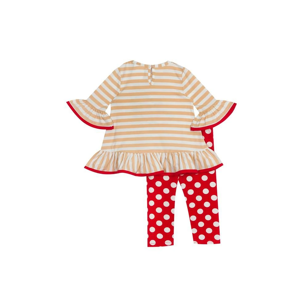 商品Rare Editions|Baby Girls Oatmeal Stripe Knit with Santa Car Applique to Printed Dot Legging,价格¥75,第2张图片详细描述