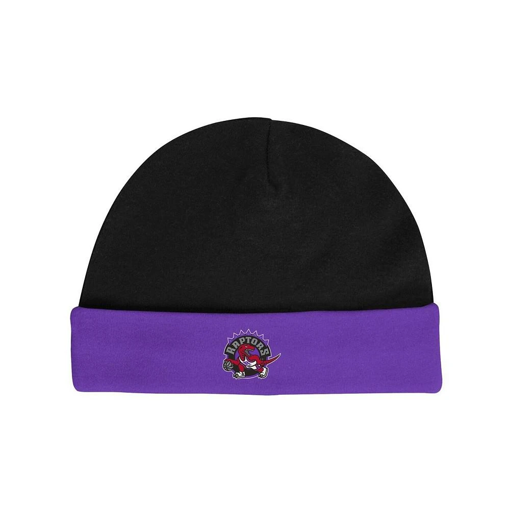 商品Mitchell & Ness|Infant Boys and Girls Black, Purple Toronto Raptors Hardwood Classics Bodysuits and Cuffed Knit Hat Set,价格¥306,第3张图片详细描述