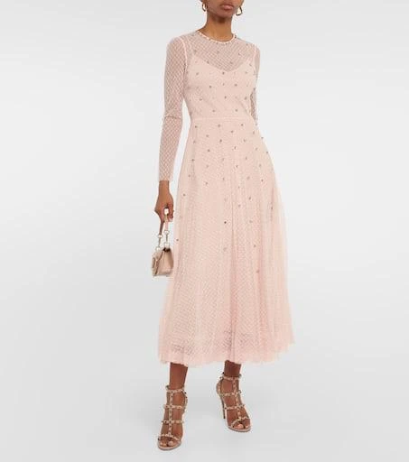 商品RED Valentino|缀饰法式圆点刺绣薄纱中长连衣裙,价格¥10147,第2张图片详细描述