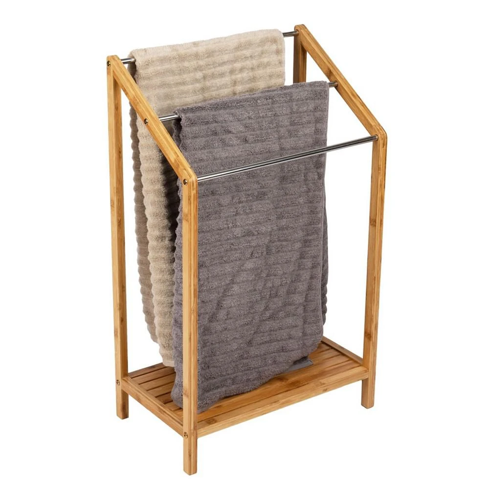 3 Tier Freestanding Towel and Sheet Drying Rack with Bottom Shelf, Quilt Stand 商品
