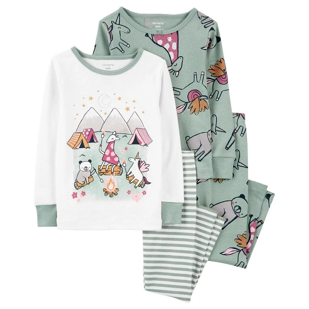 商品Carter's|Baby Girls 100% Snug Fit Cotton Pajamas, 4 Piece Set,价格¥132,第1张图片