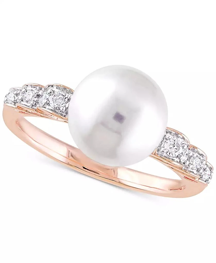 商品Macy's|Cultured Freshwater Pearl (9mm) & Diamond (1/8 ct. t.w.) Ring in 10k Rose Gold,价格¥6054,第1张图片