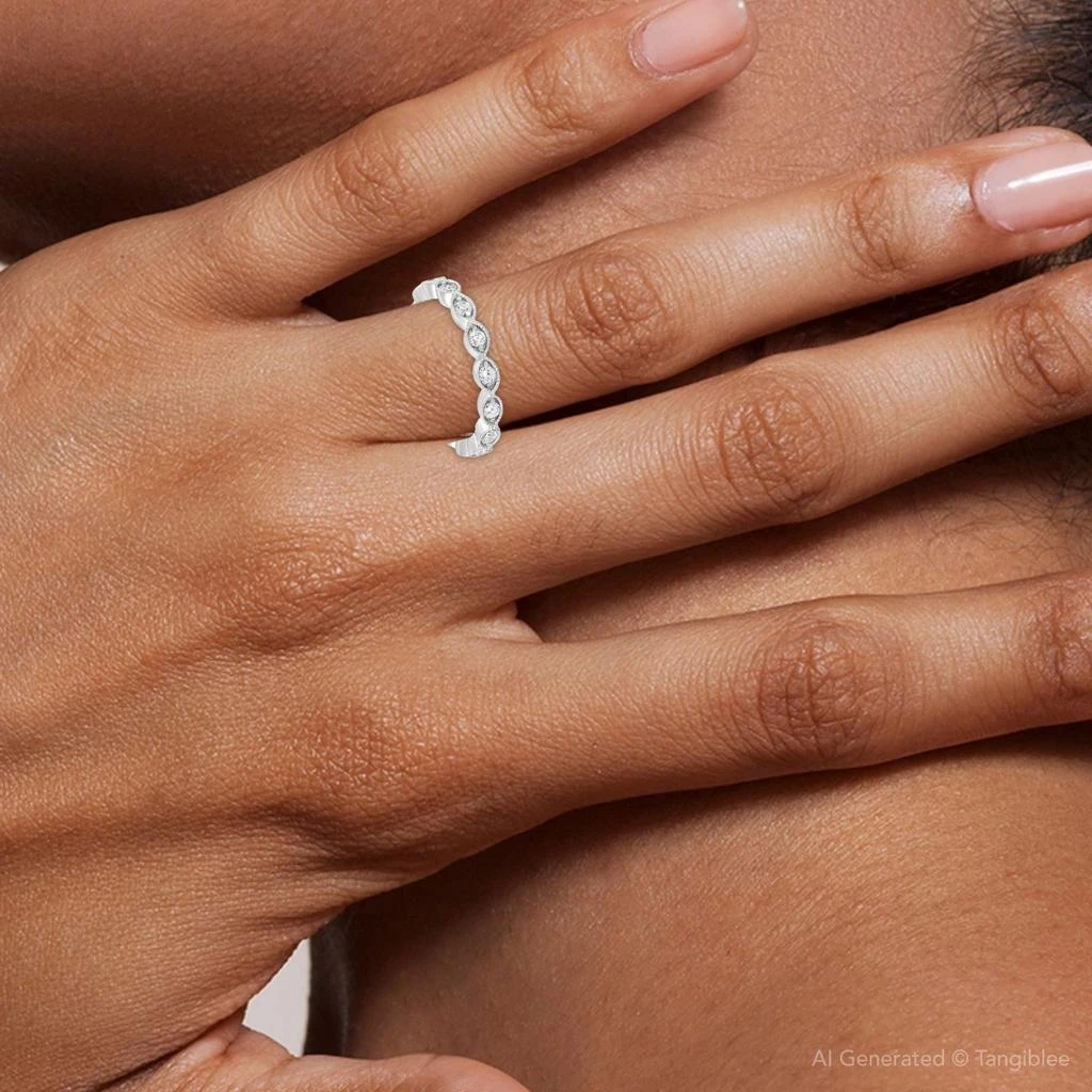 商品Pompeii3|3/8ct Vintage Diamond Stackable Wedding Ring Womens Stackable Band 14k Gold,价格¥3703,第3张图片详细描述