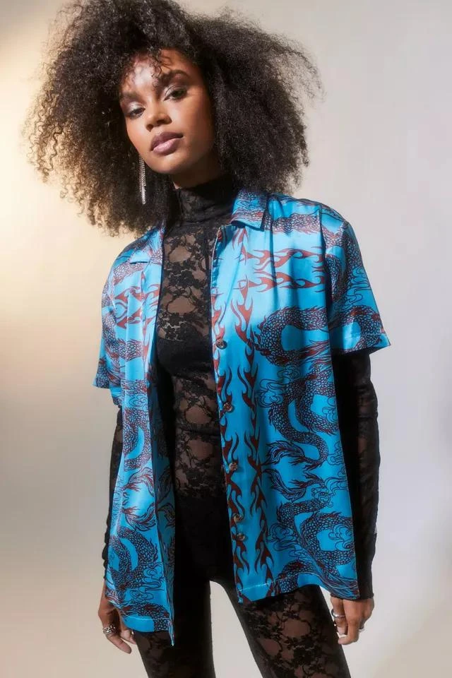 商品Urban Outfitters|UO Starlight Satin Souvenir Button-Down Top,价格¥112,第1张图片