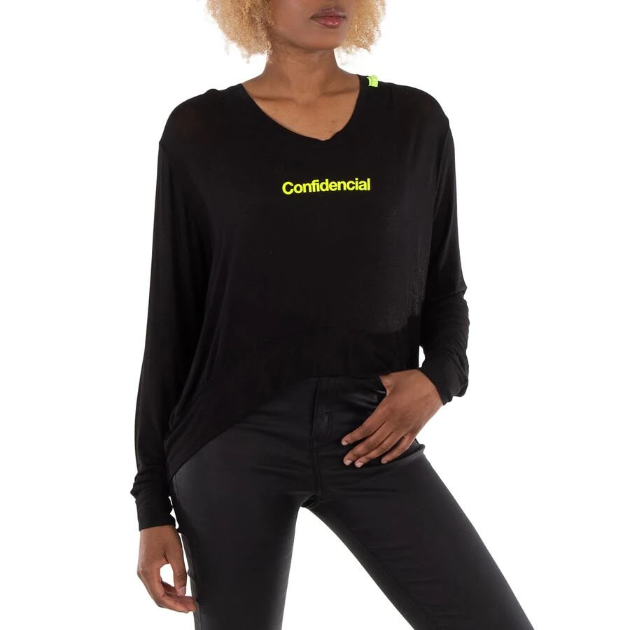 商品Marcelo Burlon|Ladies Black Confidential T-shirt,价格¥345,第1张图片