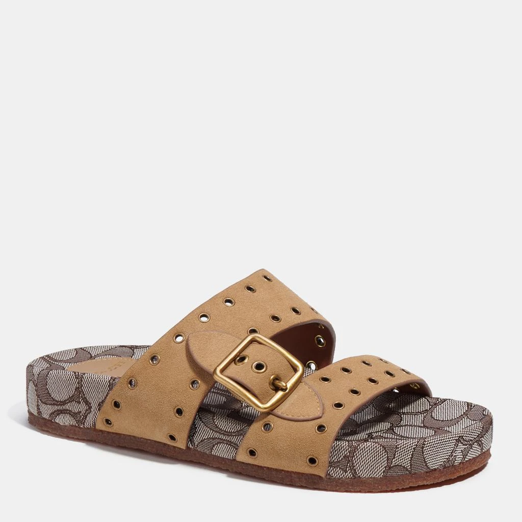 商品Coach|Coach Women's Ally Suede Double Strap Sandals - Peanut/Oak,价格¥690,第2张图片详细描述