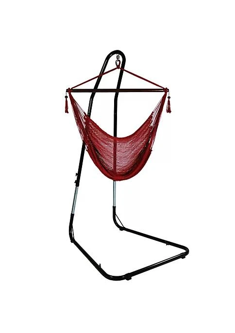 商品Sunnydaze Decor|Decor Extra Large Hammock Chair With Adjustable Steel Stand   Red,价格¥1642,第2张图片详细描述